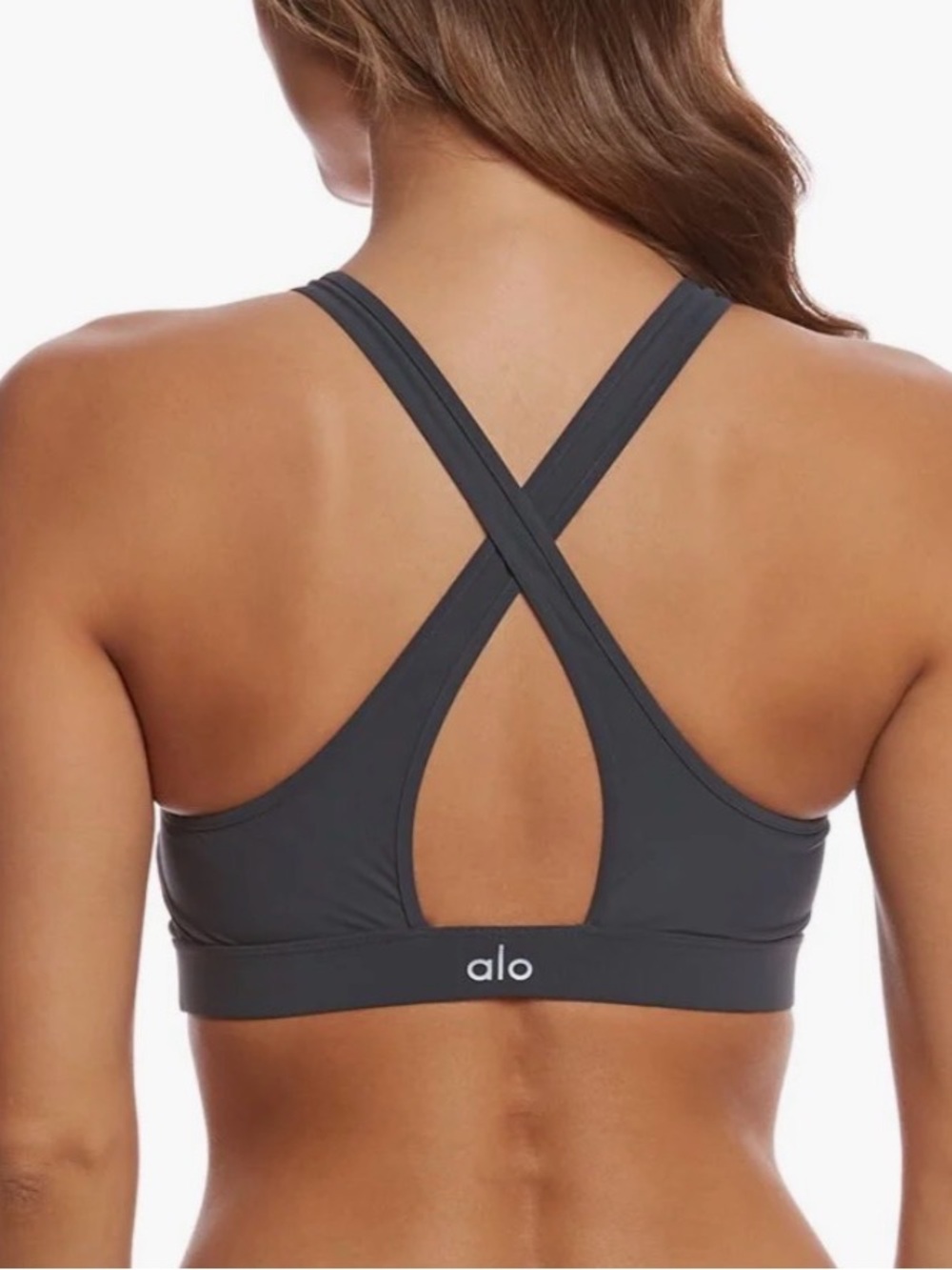 ALO Yoga Charcoal Crisscross Back Sports Bra